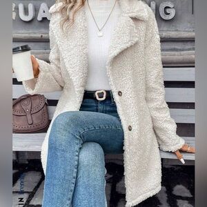 Preloved like new TrendsSHEIN Frenchy Lapel Neck Single Breasted Teddy Coat